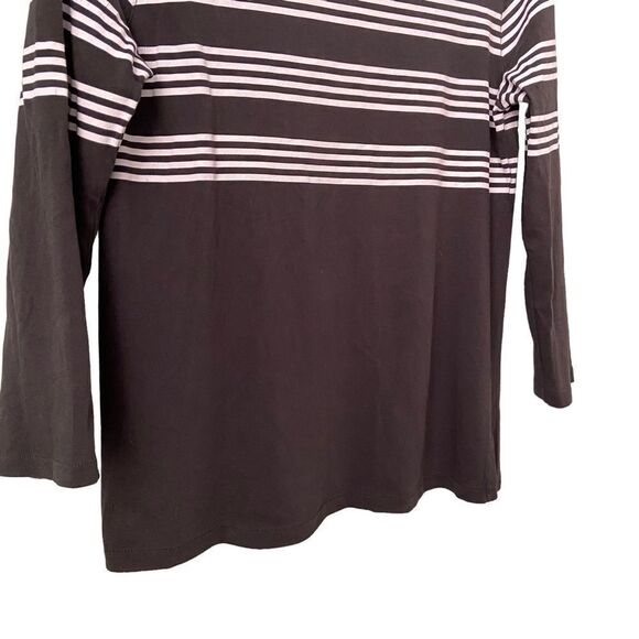 A.P.C Black Long Sleeve Shirt with White Horizontal Stripes Top in Size Medium - Picture 6 of 10